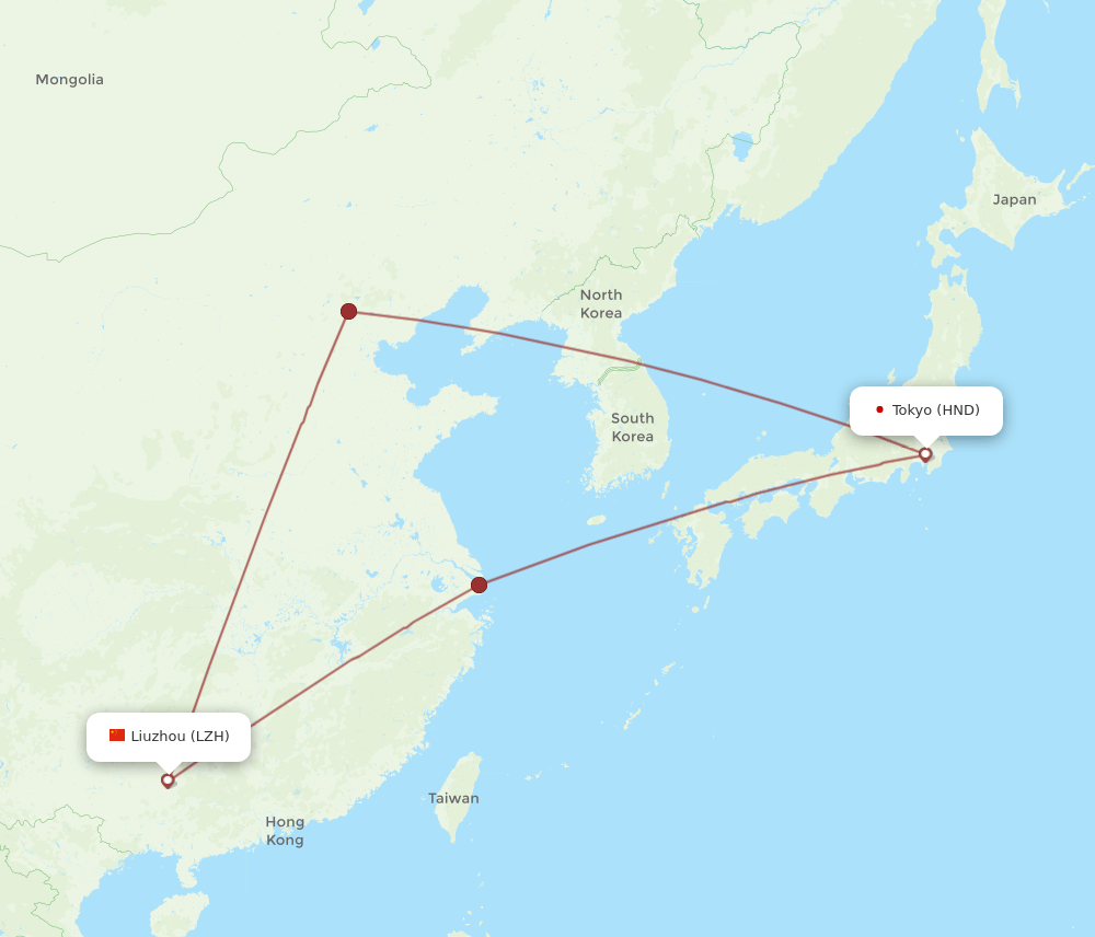 HND-LZH flight routes
