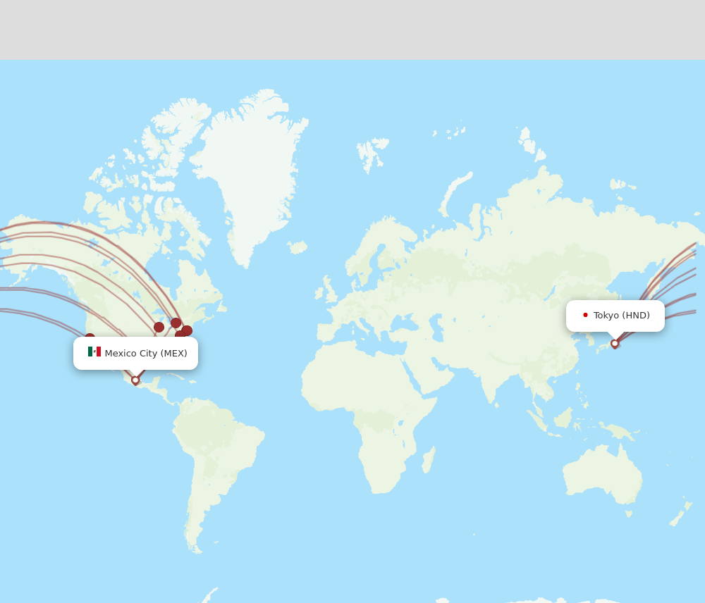 HND-MEX flight routes