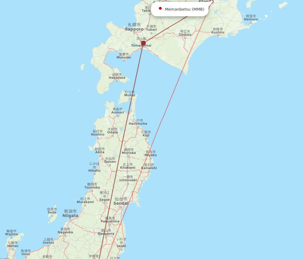 HND-MMB flight routes
