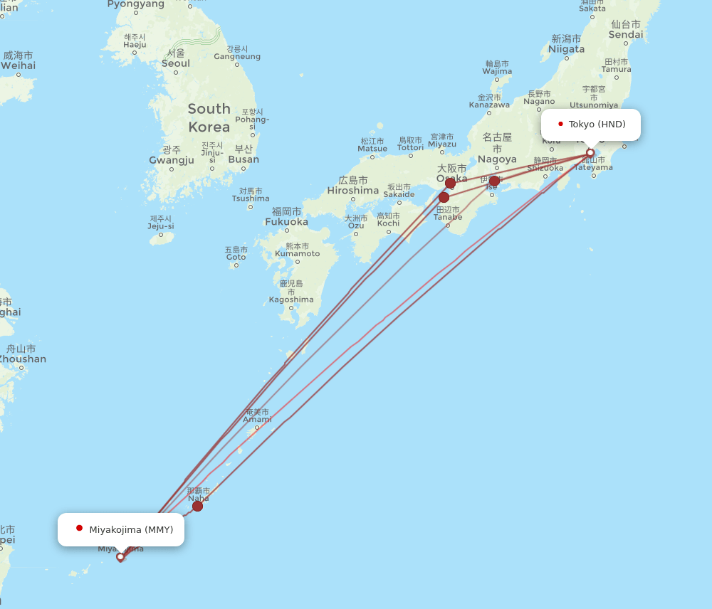 HND-MMY flight routes