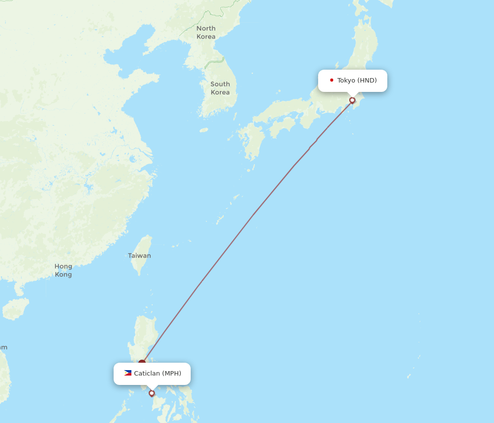 HND-MPH flight routes