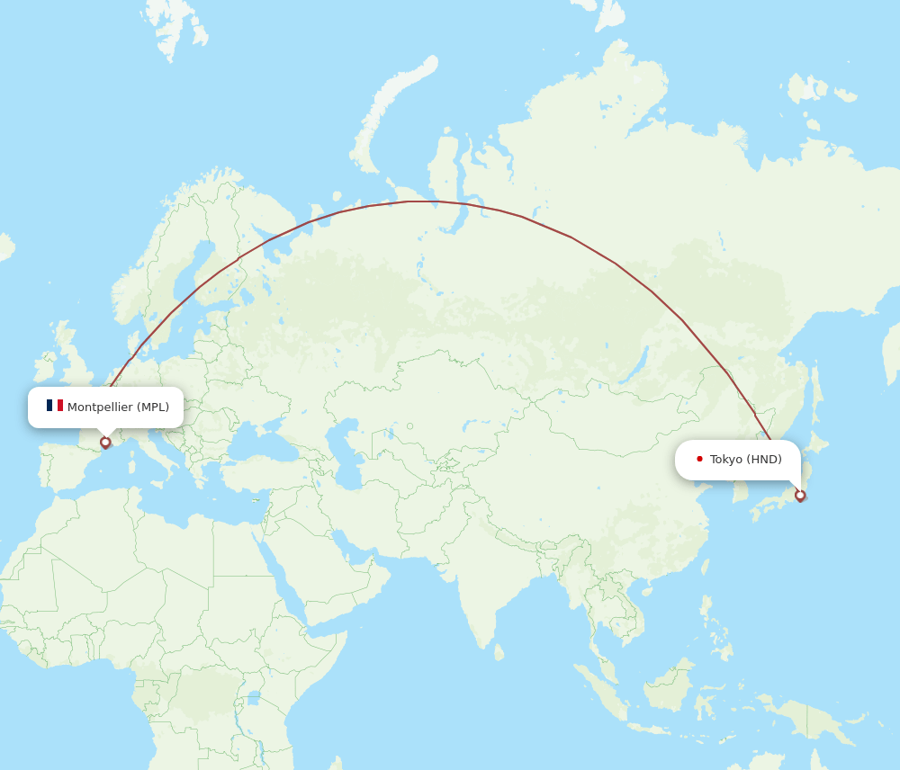 HND-MPL flight routes