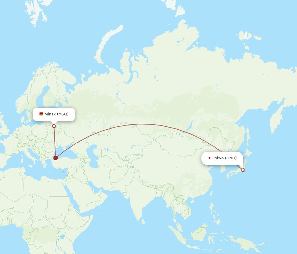 HND-MSQ flight routes