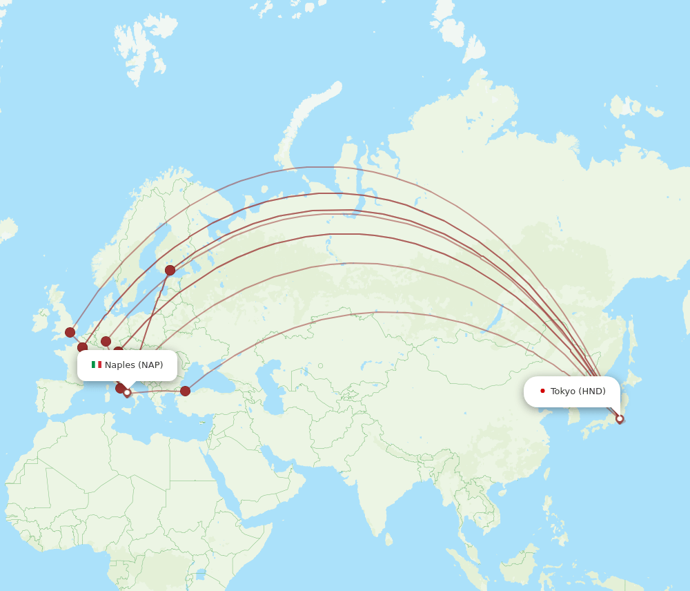 HND-NAP flight routes
