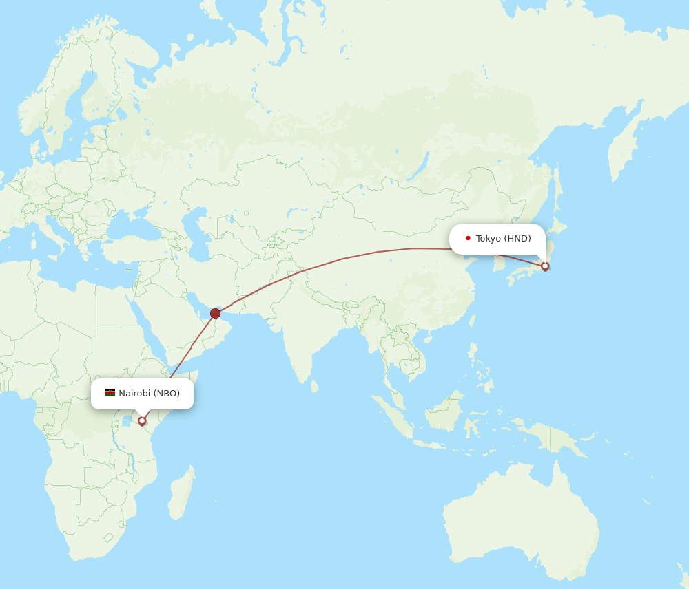 HND-NBO flight routes