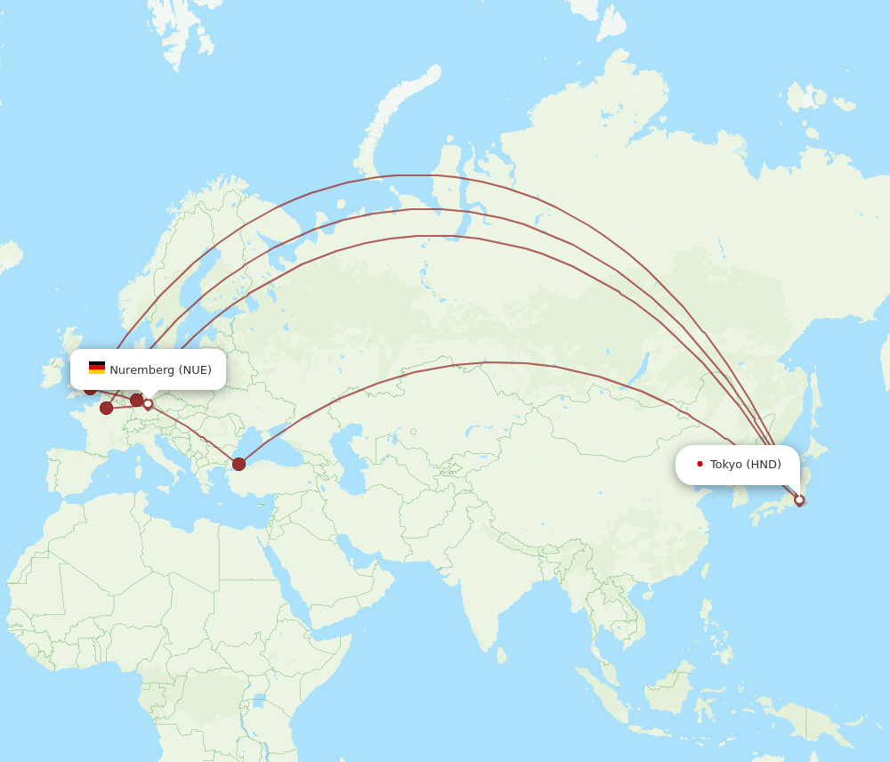HND-NUE flight routes