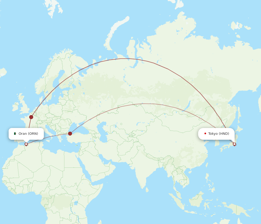 HND-ORN flight routes
