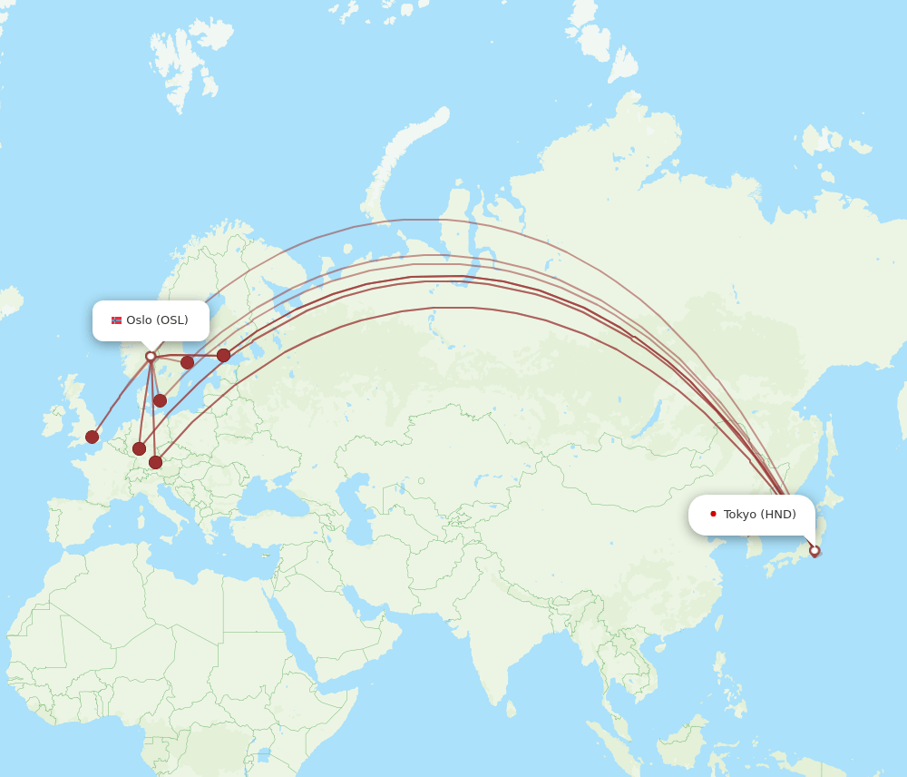 HND-OSL flight routes