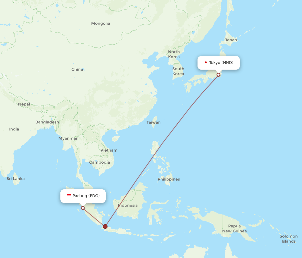 HND-PDG flight routes