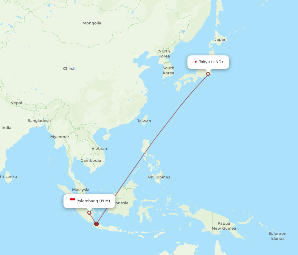 HND to PLM flights and routes map