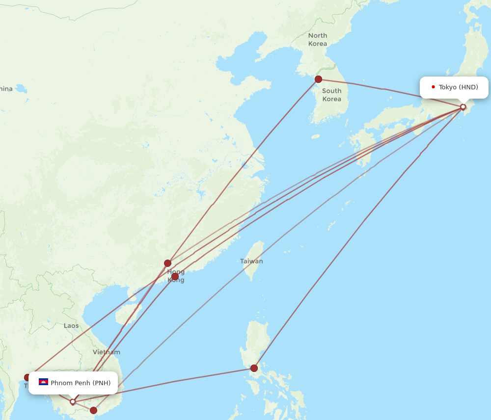 HND-PNH flight routes