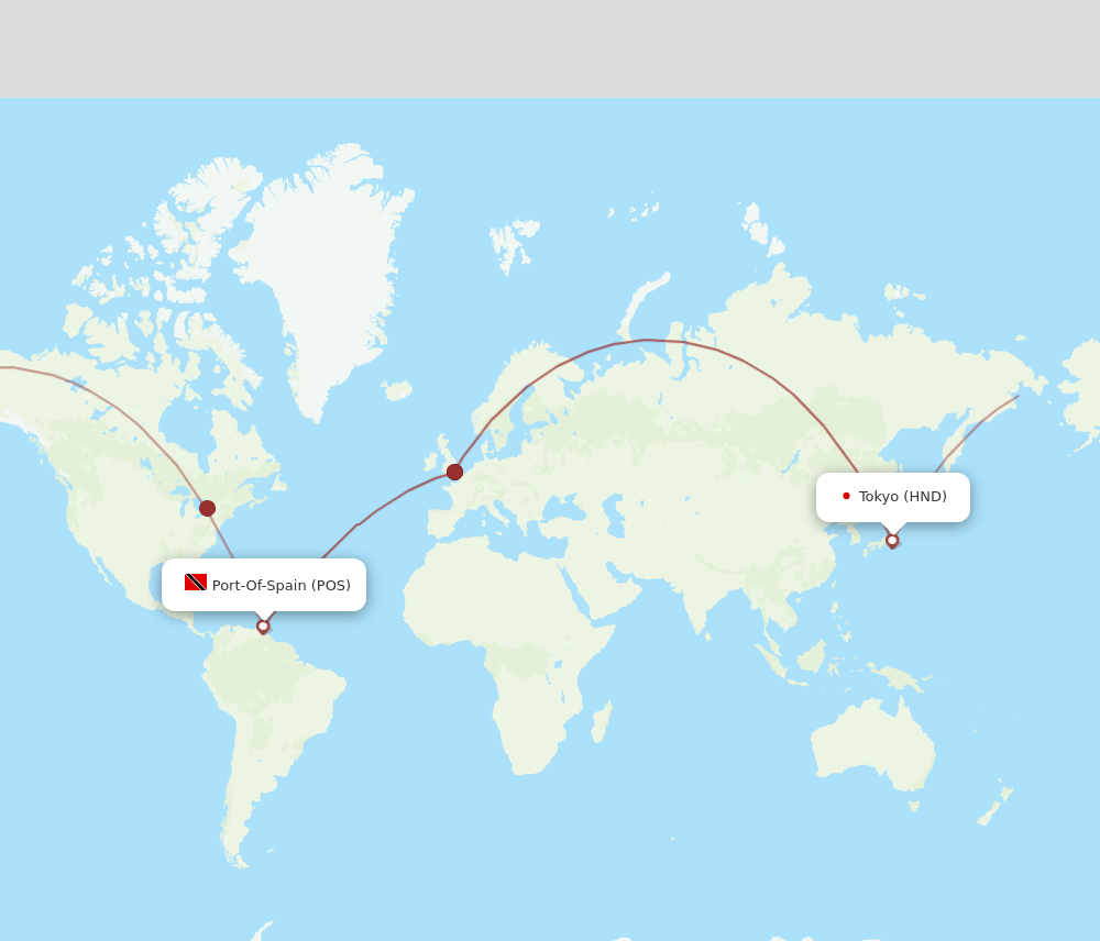 HND-POS flight routes