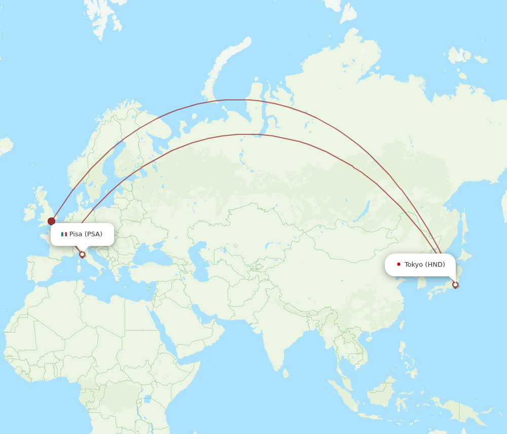 HND-PSA flight routes