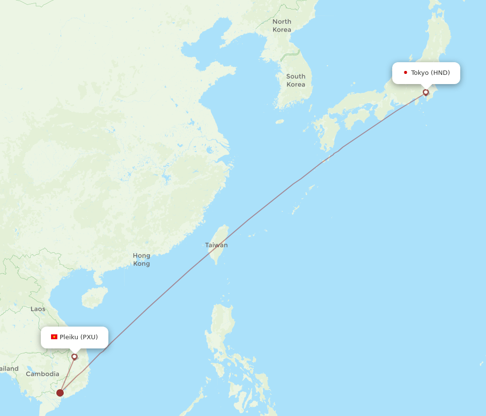 HND to PXU flights and routes map