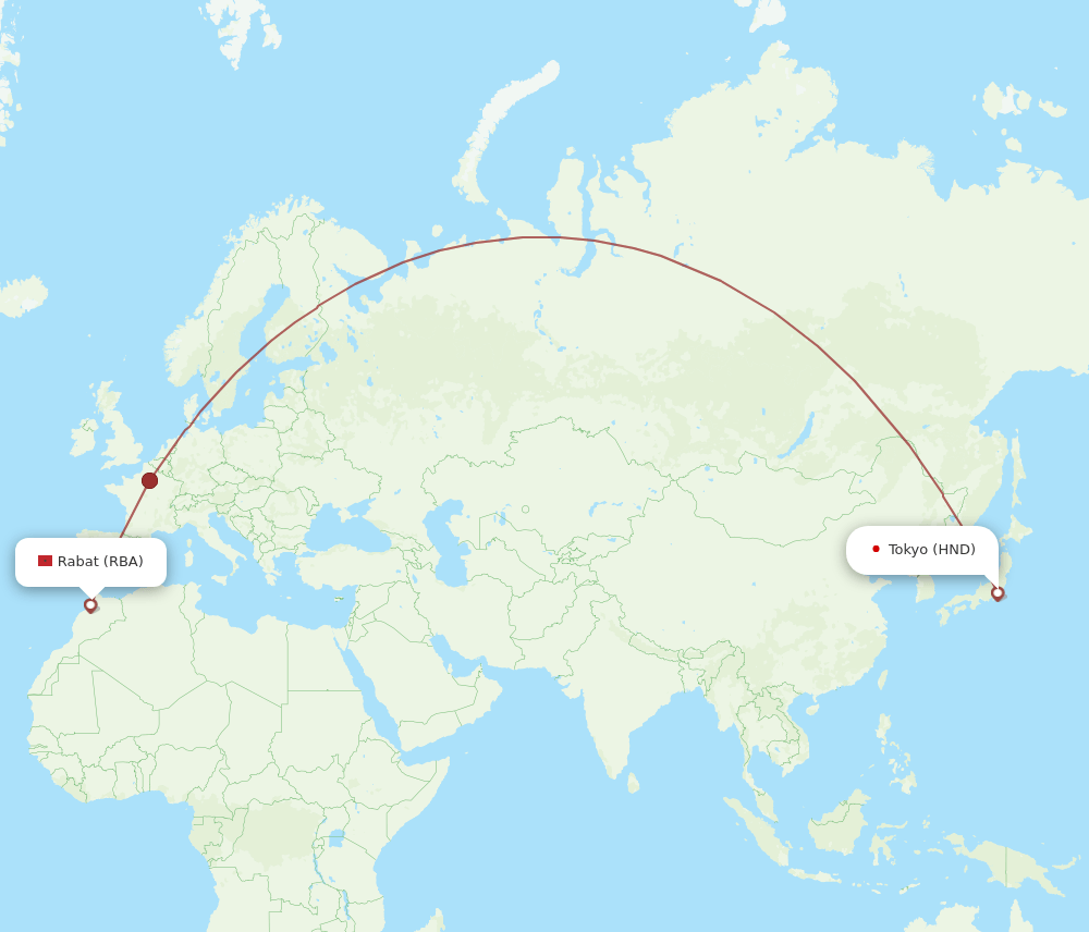 HND-RBA flight routes