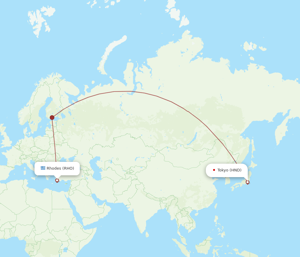 HND-RHO flight routes