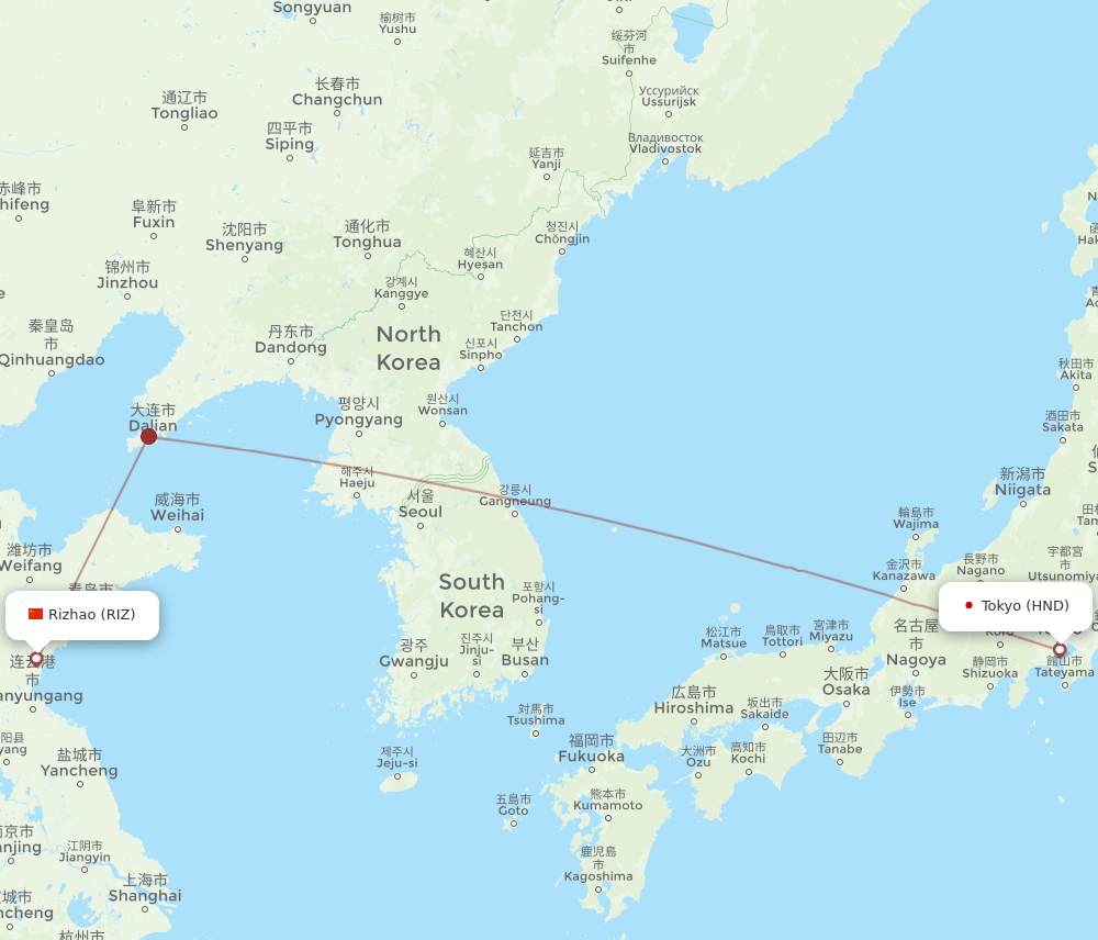 HND-RIZ flight routes