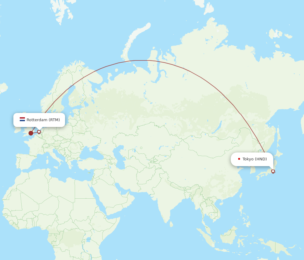 HND-RTM flight routes