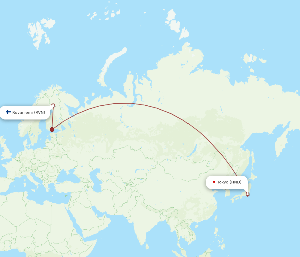 HND to RVN flights and routes map
