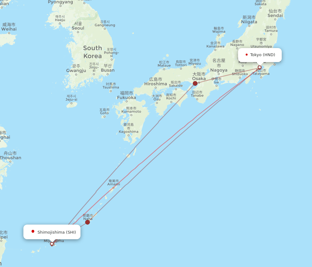 HND-SHI flight routes