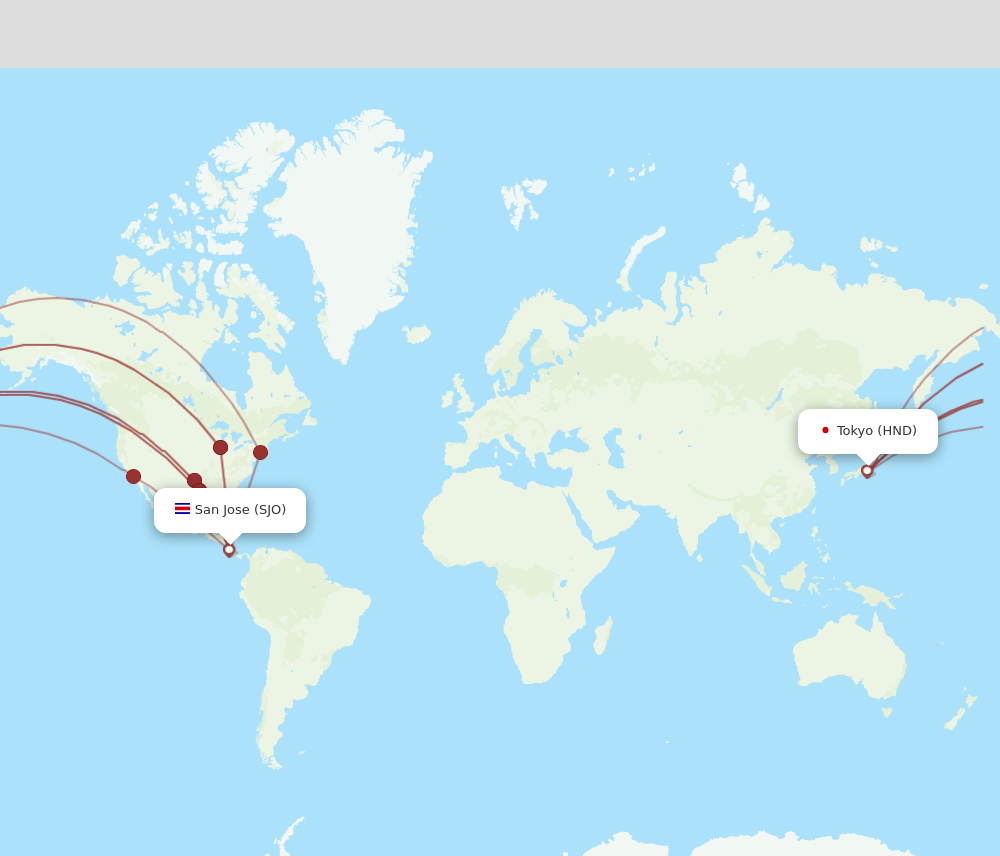 HND-SJO flight routes