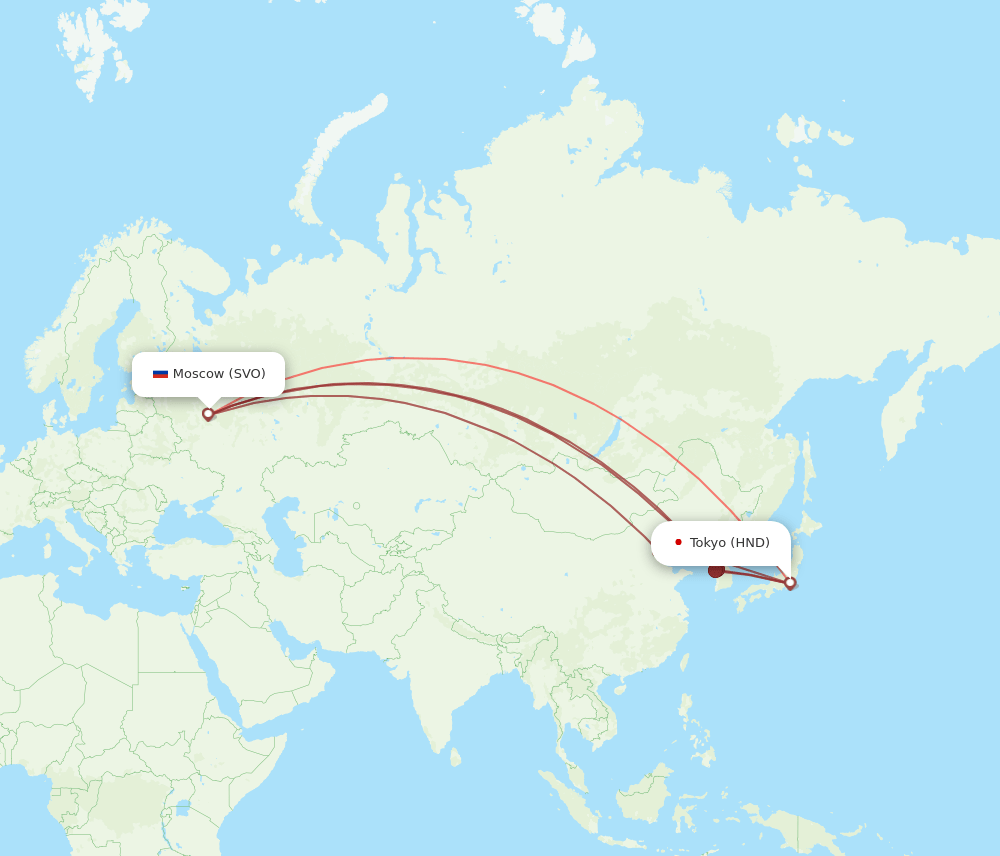 HND to SVO flights and routes map