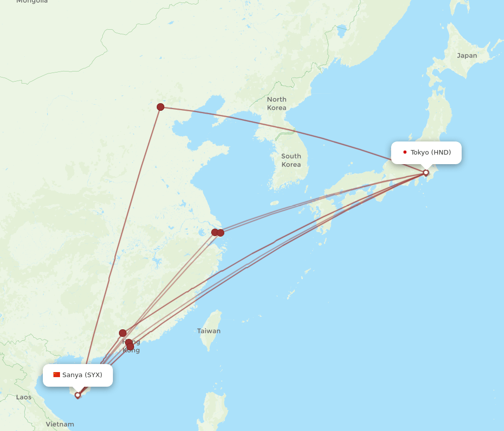 HND-SYX flight routes