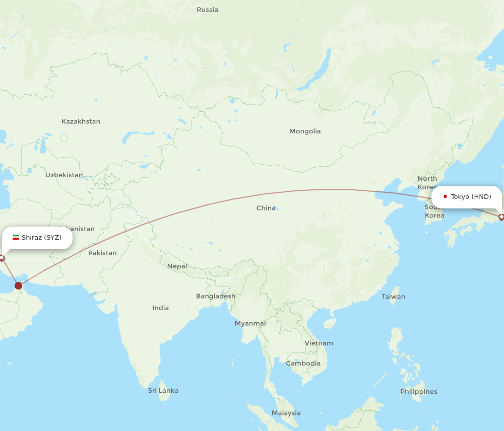 HND-SYZ flight routes