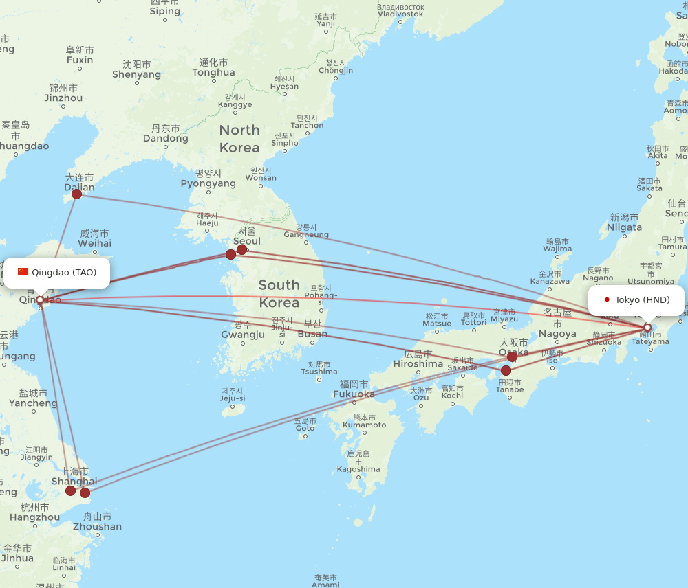 HND-TAO flight routes