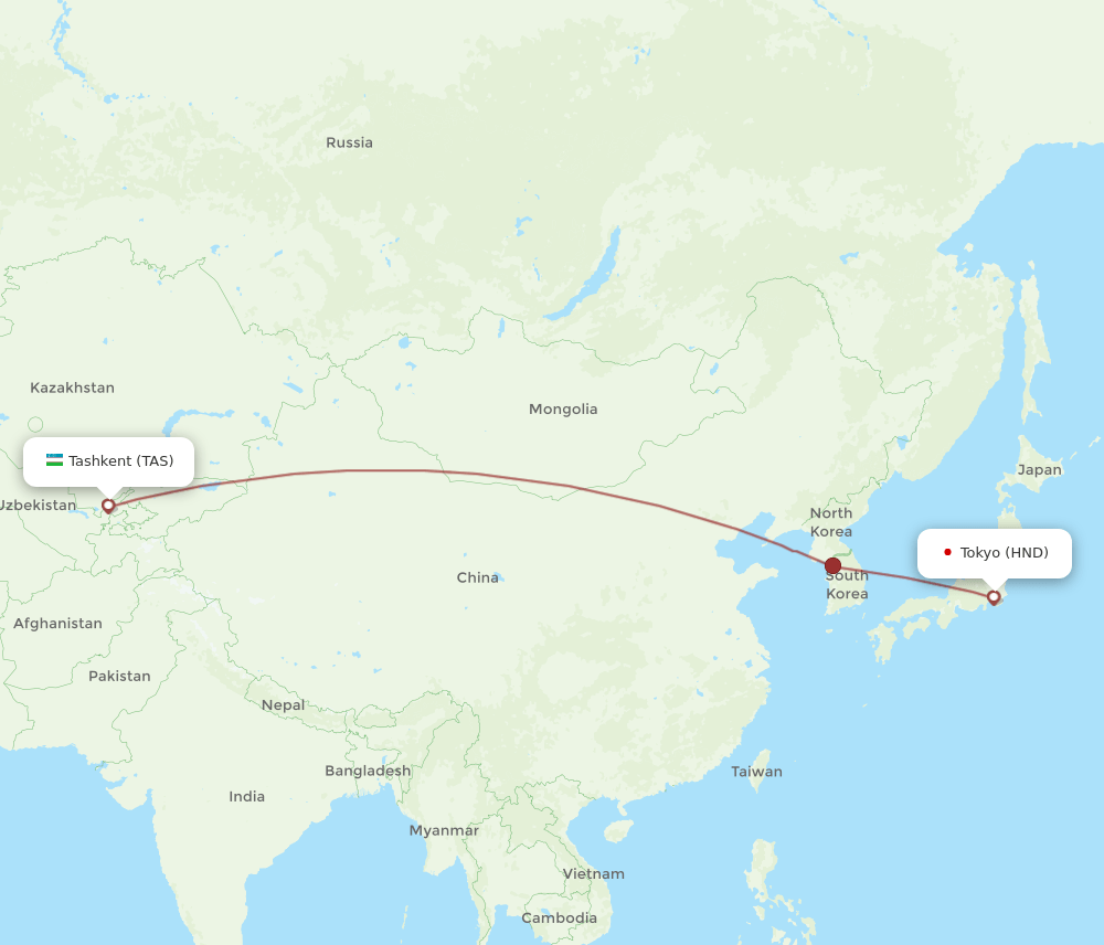 HND-TAS flight routes