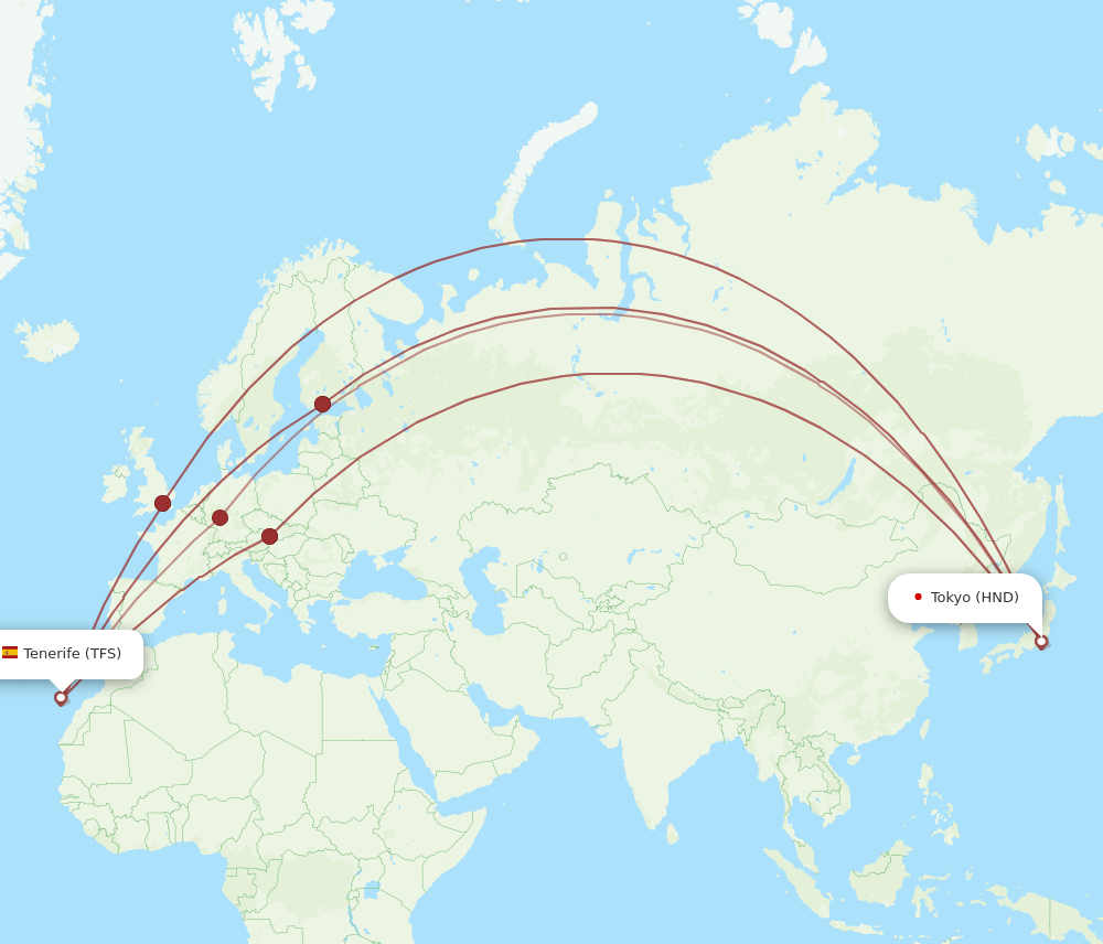HND-TFS flight routes