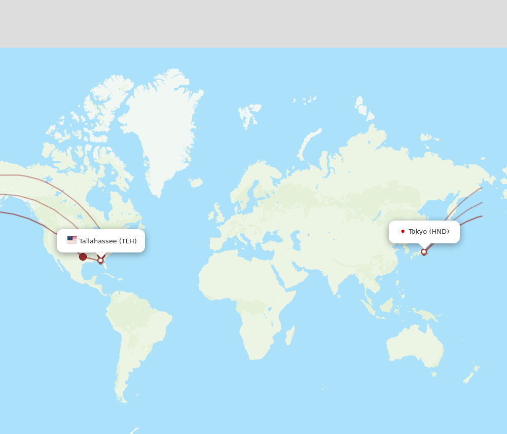 HND to TLH flights and routes map