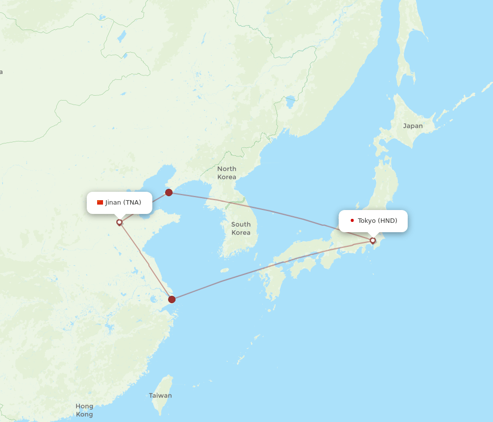 HND to TNA flights and routes map