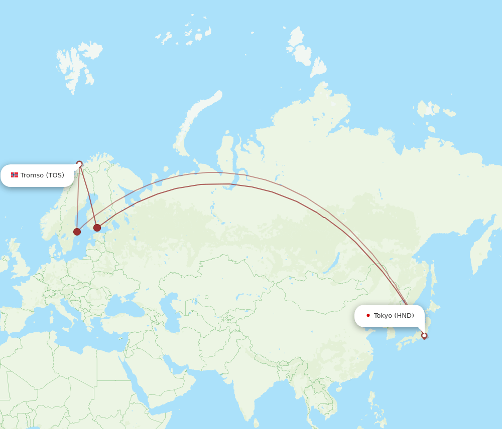HND-TOS flight routes