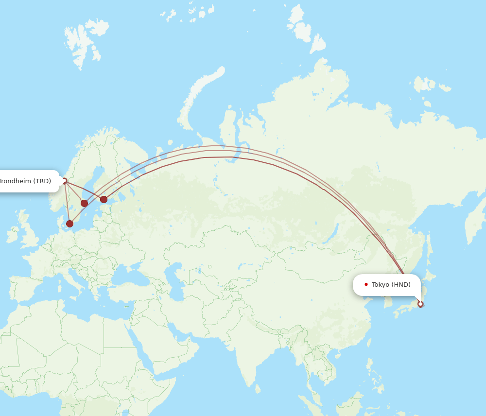 HND-TRD flight routes