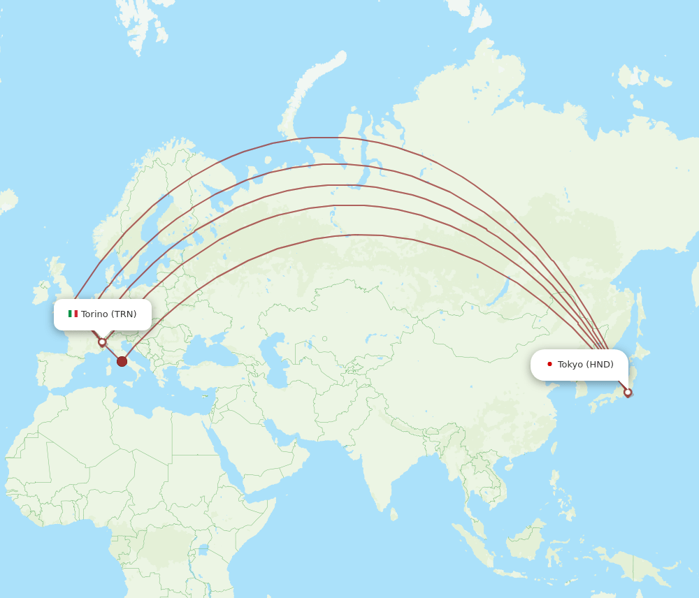 HND to TRN flights and routes map