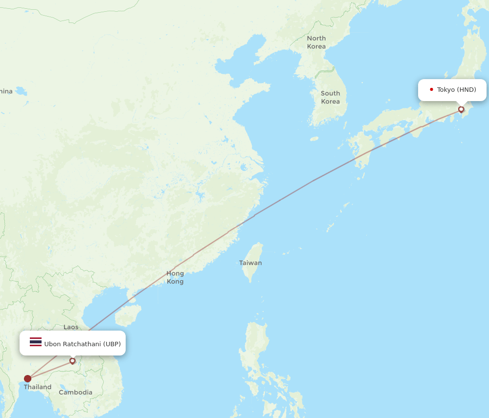 HND-UBP flight routes