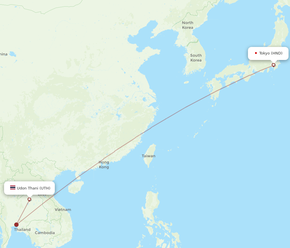 HND-UTH flight routes