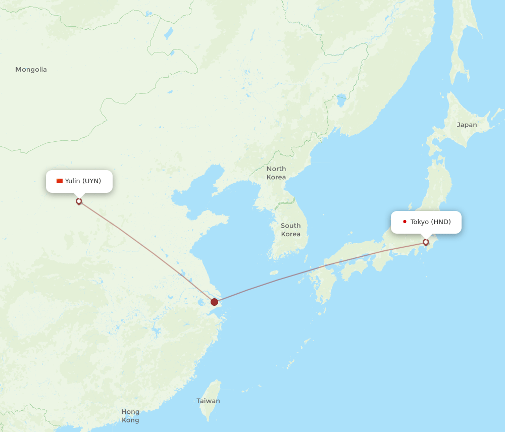 HND-UYN flight routes