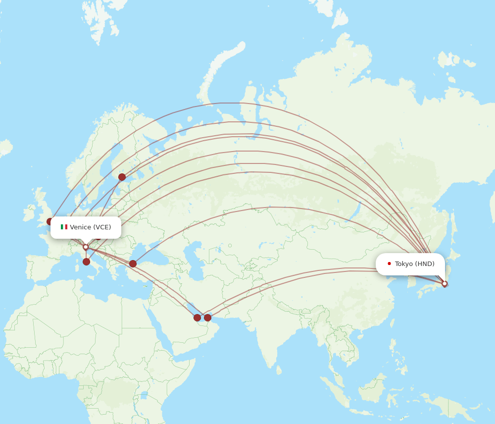 HND-VCE flight routes