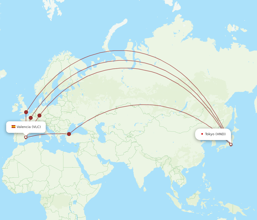 HND-VLC flight routes