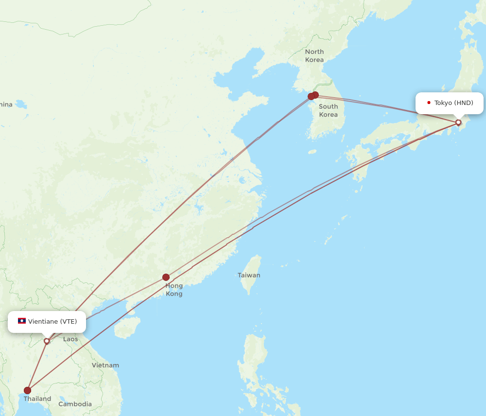 HND-VTE flight routes