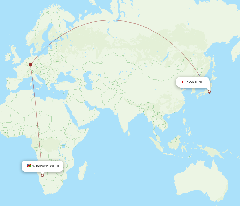 HND-WDH flight routes
