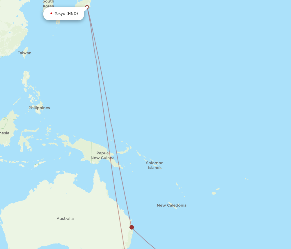 HND-WLG flight routes