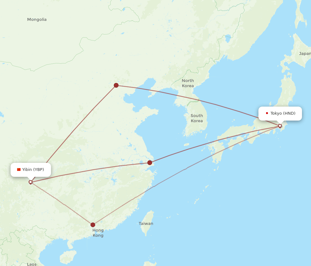 HND to YBP flights and routes map