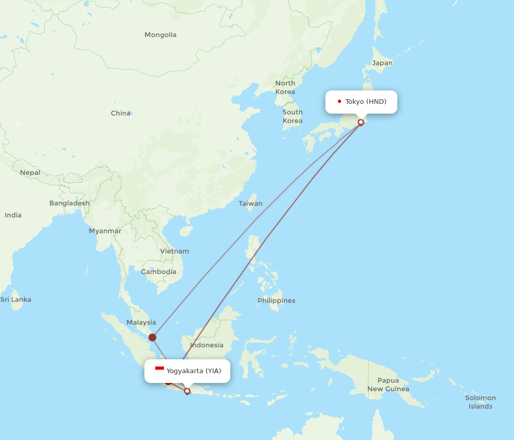 HND-YIA flight routes