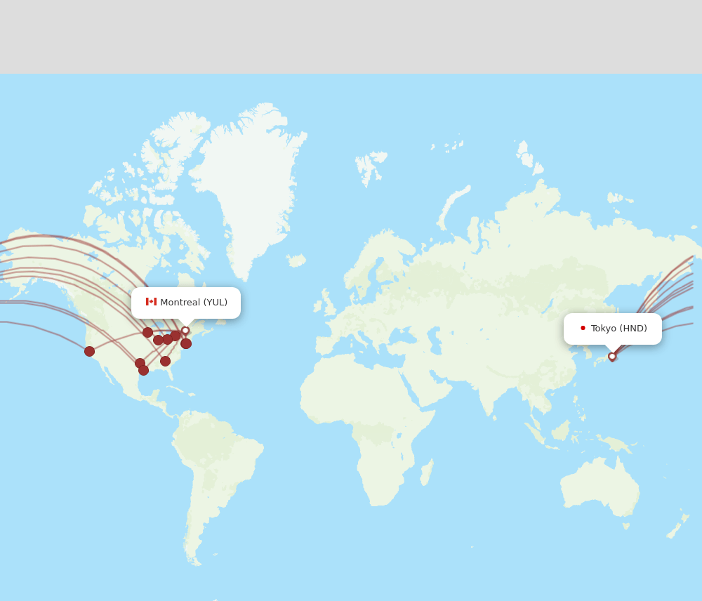HND-YUL flight routes