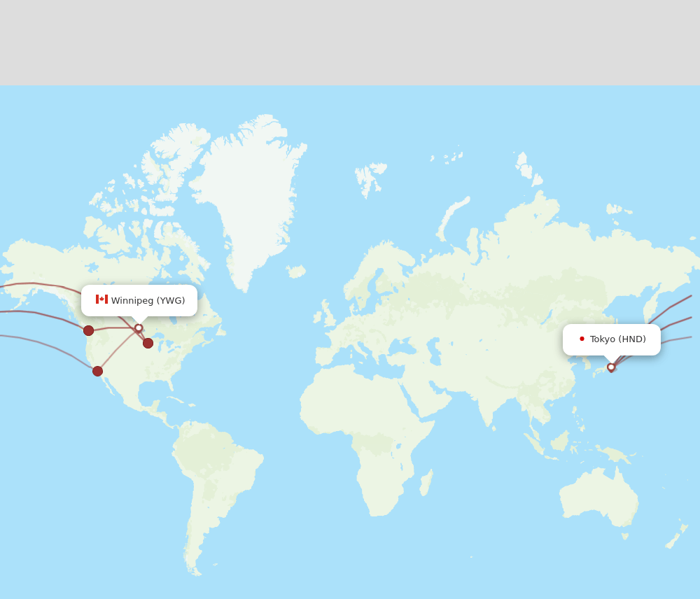 HND-YWG flight routes