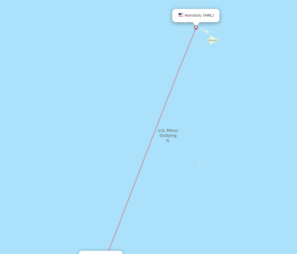 Apia - Honolulu route map and flight paths