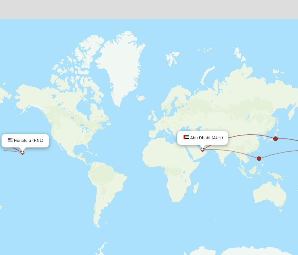 HNL to AUH flights and routes map